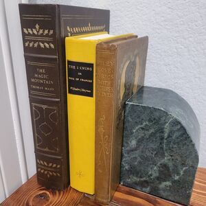Vintage Polished Solid Marble Heavy Bookend Dark Green 1 pc 5" x 3.75 x 3.18"